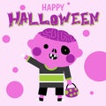 Happy halloween greeting card with cute character