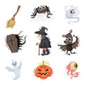 Halloween character set. Vector illustration on a white background. Royalty Free Stock Photo
