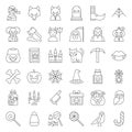 Halloween character and spooky things, outline icon editable stroke