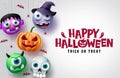 Halloween character vector background design. Happy halloween trick or treat text in white space Royalty Free Stock Photo