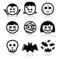 Halloween characters - Dracula, Frankenstein, mummy icons Royalty Free Stock Photo