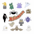 Halloween characters and icons. Colorful cartoon illustration. Royalty Free Stock Photo