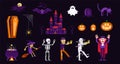 Halloween characters and icons set in cartoon style Royalty Free Stock Photo