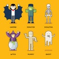 Halloween Characters Icons Set Stylish Party Roles