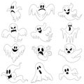 Halloween characters set of scary ghosts for design