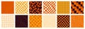 Halloween Checkerboard Seamless Patterns Set. Retro Groovy Grid Background in 1970s Style. Y2K Wavy Print