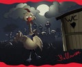 Halloween chicken zombies illustration