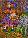 Halloween Child and a Wolf Colored Cartoon