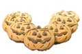 Halloween chocolate cookies in form of pumpkin