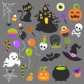 Halloween Vector Clip Art Collection. Set of cute spooky october graphic elements. Vector Illustrations. Royalty Free Stock Photo