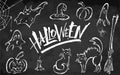 Halloween clipart set on blackboard background