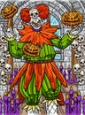 Halloween Clown Colored Cartoon Illustration