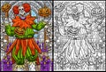 Halloween Clown Coloring Page Colored Illustration