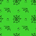 Halloween cobweb seamless pattern on a green background Royalty Free Stock Photo