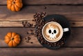 Halloween\'s Best Brew: Coffee and Milk Illustration