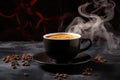 Halloween Coffee With Steam On Dark Background