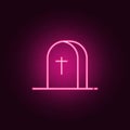 Halloween coffin icon. Elements of Halloween in neon style icons. Simple icon for websites, web design, mobile app, info graphics Royalty Free Stock Photo