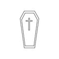 Halloween coffin icon, outline style