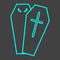 Halloween Coffin line icon, halloween and scary