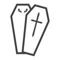 Halloween Coffin line icon, halloween and scary