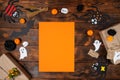 Collection of Halloween party objects forming a frame