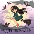 Halloween Color Vector Illustration Set HAPPY HALLOWEEN