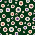 Halloween colorful eyeballs seamless pattern. For backdrop, wrapping paper, fabric, wallpaper, fashion prints