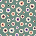 Halloween colorful eyeballs seamless pattern. For backdrop, wrapping paper, fabric, wallpaper, fashion prints