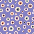 Halloween colorful eyeballs seamless pattern. For backdrop, wrapping paper, fabric, wallpaper, fashion prints