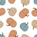 Halloween colorful pumpkins vector seamless repeat pattern. Royalty Free Stock Photo