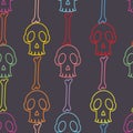 Halloween colorful skulls face vector seamless repeat pattern design.