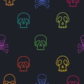 Halloween colorful skulls vector seamless pattern design.