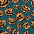 Halloween colorful vintage seamless pattern