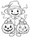 Halloween coloring pages for kids with scary pumpkins Royalty Free Stock Photo