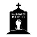 Halloween is coming concept. Gravestone icon with zombie hand. Royalty Free Stock Photo