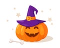 Halloween composition with smiling pumpkin Royalty Free Stock Photo