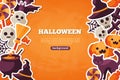 Halloween Concept Banner With Flat Icon on Orange Royalty Free Stock Photo