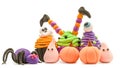 Fake clay cupcake halloween crafts isolated on white with clipping path
