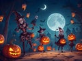 Halloween concept design with pumkin skeltons Royalty Free Stock Photo