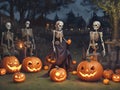 Halloween concept design with pumkin skeltons Royalty Free Stock Photo