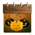 Halloween concept pumpkin and calendar on 31th of October Royalty Free Stock Photo