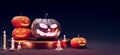 Halloween concepts Jack O lantern backgrounds, 3d rendering