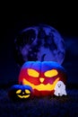 Halloween concepts Pumpkin backgrounds, 3d rendering