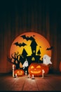 Halloween concepts Pumpkin backgrounds, 3d rendering