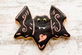 Halloween cookie with black bat shape