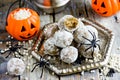 Halloween cookies - spider egg cookie balls Royalty Free Stock Photo