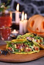 This Halloween corn tortilla tacos Royalty Free Stock Photo