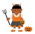 Halloween costume girl illustration with pumkin head Royalty Free Stock Photo