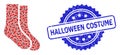 Scratched Halloween Costume Seal Stamp and Fractal Socks Icon Collage