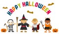 Halloween costume kids illustration with pumkin head